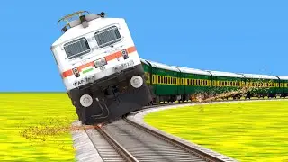 OVER SPEED LIVE TRAIN ACCIDENT | Highest Speed Crossing on Curved Railroad Tracks | Train Simulator