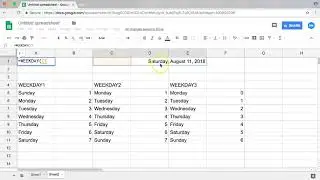 Google Sheets Weekday Function 2018
