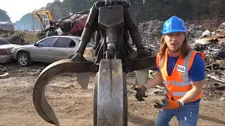 Car Crushing Construction Site with Handyman Hal | Learn about Metal Recycling