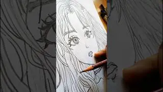 Anime Girl Hair and Eyes Pencil Art #drawing ✍🏻 Muskan Pushkar