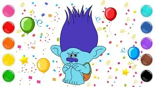 How To Draw Trolls World Tour Branch | Step By Step Branch Draw & Color  | Toddlers Education Video🌈