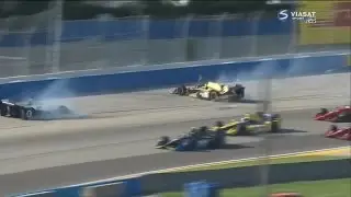 Verizon IndyCar 2015. The Milwaukee Mile. Briscoe and Power Crash