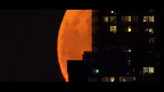 Moon Rises and Passes Over Manhattan 4K Full Frame