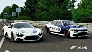 Forza 7 Drag race: Zenvo ST1 vs Police Dodge Charger SRT Hellcat