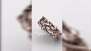 Nature Inspired Plant Engagement Rings -Rose Gold Leaf Wedding Band, Unusual Plant Band ADLR550G