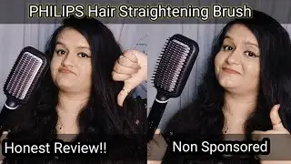 Philips Hair Straightener Brush Honest Review & Demo| Non Sponsored| Hair Straightening in 5-10 min?