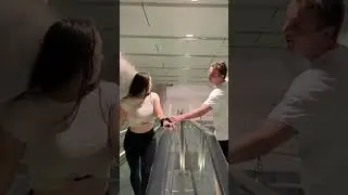 He didn&rsquo;t want to mess with this one #run #running #comedy #escalator #prank ￼