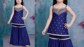 Baby short kurti with sharara cutting and stitching/Baby dress design