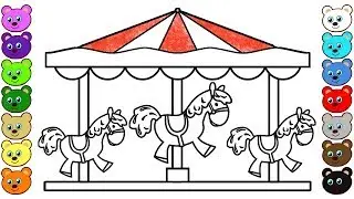 Carousel Horses - Coloring Pages for Toddlers