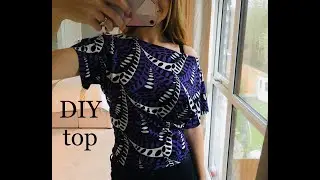 DIY clothes - How to make/sew a top, easy and quick off shoulder shirt, Sewing for beginners