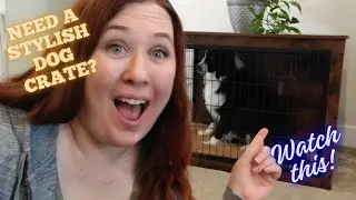 Yaheetech Dog Crate Furniture with Cushion and Double Doors