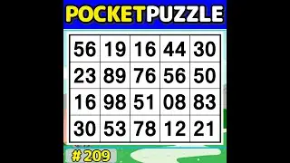 【Pocket Puzzle】 Perfect for daily brain exercises! 《Number Search|Brain training》 #209