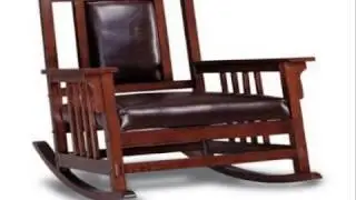 Coaster Mission Style Rocking Wood and Leather Chair Rocker