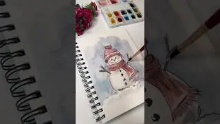 Cute snowman painting #newyear #snowman #watercolor #howtodraw