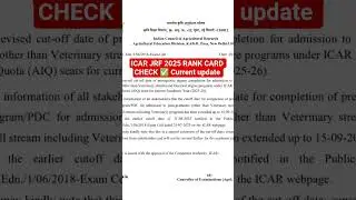 ICAR JRF 2025 Rank card आज क्यों नहीं आया Reason current update fromicar #icar #iariwallah  #jrf