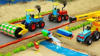👉 DIY Tractor Making New Concrete Road, Installing Drainage Pipes 💦 | HP Mini DIY Tractor