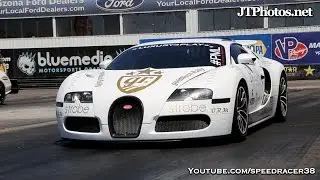 Bugatti Veyron 1/4 mile drag strip run and ride