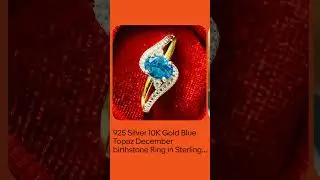 925 Silver 10K Gold Blue Topaz December birthstone Ring in Sterling Silver