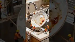Tiny workers help wash the dishes 🧽🍽️