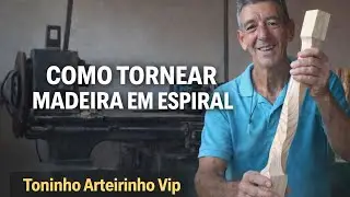 Ol&aacute; Amigos Torneando madeira em forma de espiral