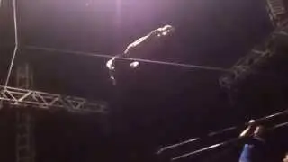 Jessie practicing a full twisting layout on Russian swing