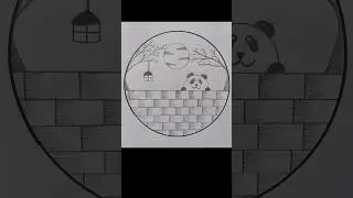 Panda circle scenery drawing | easy drawing easy circle scenery