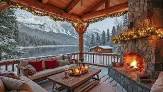 Snowy Winter Porch Jazz ❄️ Cozy Smooth Jazz & Fireplace Ambience for Relaxing Evenings