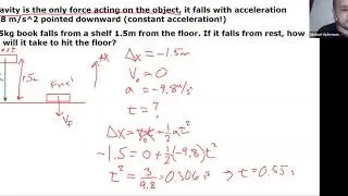 Example: 1D Kinematics with Gravity