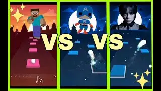 Tiles hop - Minecraft Steve VS captain America VS Wednesday Addams - Tiles hop EDM Rush