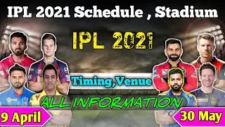 IPL 2021 Match schedule | time table and venue | IPL All Matches Confirmed Schedule | ipl anthem