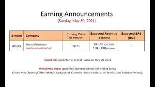 PSX Alerts - May 24 - 31, 2021 - Earning Announcements, Dividend Payouts, Insider Trading