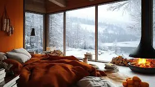 Frosted Windows, Storm Outside & Fire Inside | Calming Winterscape for Sleep Therapy & Focus