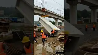 Crane Failure Drops Concrete Segment Onto Passing Train #trending #engineering #work #viral news Pt2