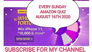 EVERY SUNDAY WHEEL OF FORTUNE AMAZON QUIZ August 16th 2020 win prizes IPhone 11... #today s#