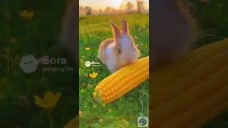 Little rabbit chirps, chirps, eating corn , cute pet, rabbit, cute little pastoral pet    #rabbit