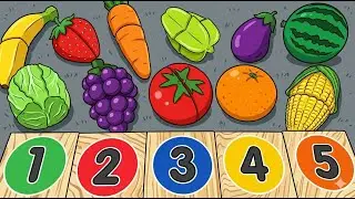 Slicing Fruits at the New Toy Kitchen | Study Colors and Names!