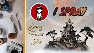 Orange Moon Temple. Live spray painting art by I Spray.