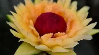 #carving flower from raw papaya and beetroot