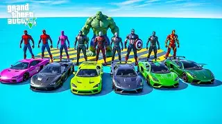 (GTA5) Only 1 Winner! Superheroes Battle on Impossible Tracks.