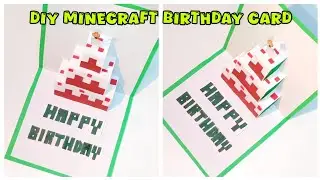 DIY Minecraft Pop Up Birthday Cake Greeting Card🎂 | DIY Cute Gift Idea | Paper Craft Ideas