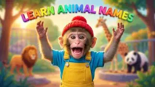 Baby Monkey Meets Zoo Friends | Learn Animal Names for Kids | Lion, Giraffe, Panda Educational Video