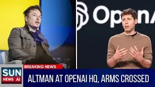 Altman at OpenAI HQ, Arms Crossed &ndash; Signals Serious Business | SUN NEWS AI