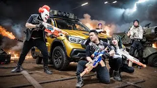 LTT Films : Hero Silver Flash Uses Nerf Guns Fights Masked Army in Abandoned House
