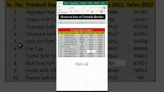 Shortcut key of Outside Border in excel #shorts #excel #shortcutkeys