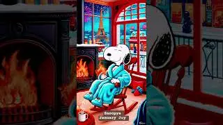 Snoopys January Joy - Chill with cracking fireplace sounds 🌌 #january2026 #2026 #shorts #shortsviral