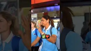 women's cricket team arriving vadodra ✈️#cricket #harmanpreetkaur #womenscricket #short #viral