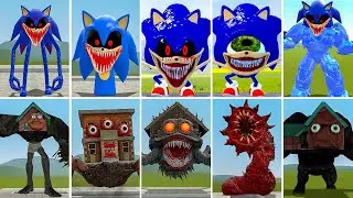 ALL NEW SPRUNKI SONIC EXE FAMILY VS ALL GRANNYHOUSE MOSTER & LIVINGBUILDING ? in Garrysmod!,...