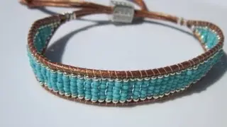 NETA_PORTER BRACELET. Turquoise and silver-beaded leather bracelet. БИРЮЗОВО-СЕРЕБРЯНЫЙ БРА