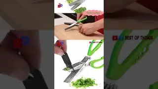 Small kitchen Gadgets Everyone Needs | Stainless Steel 5-Blade Herb Scissors with Cleaning Comb