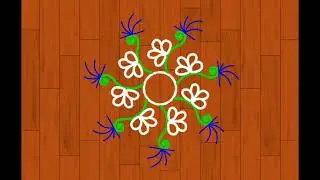 Colour rangoli kolam/simple rangoli/daily rangoli/easy kolam/small rangoli/daily kolam/muggulu/art